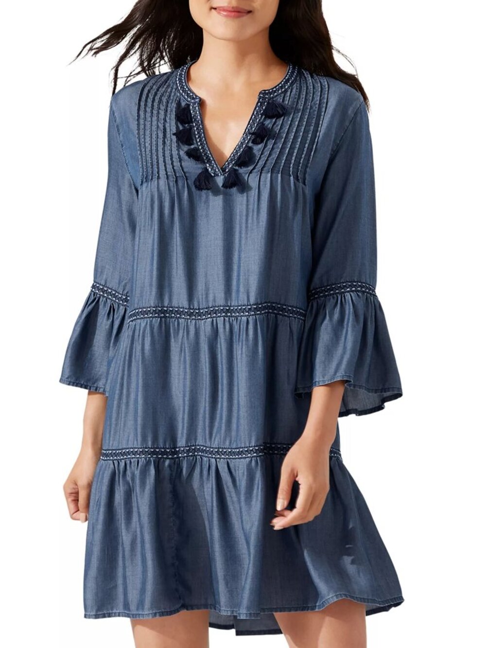 Tommy Bahama Embroidered Chambray Cover-Up Dress M